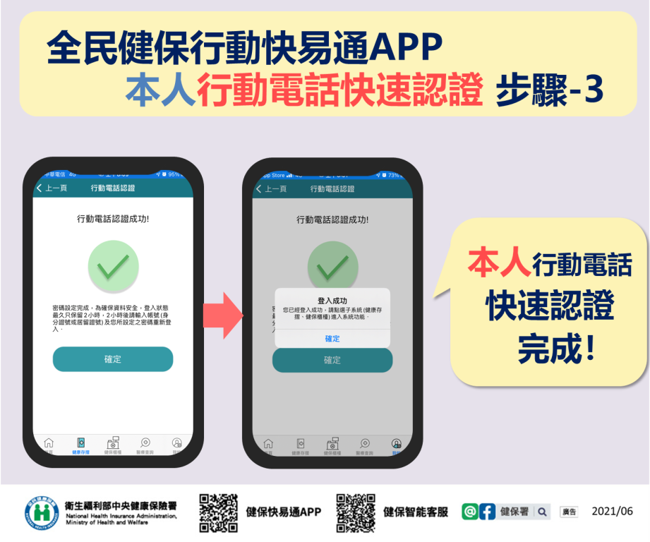 全民健保行動快易通APP本人行動電話快速認證步驟3