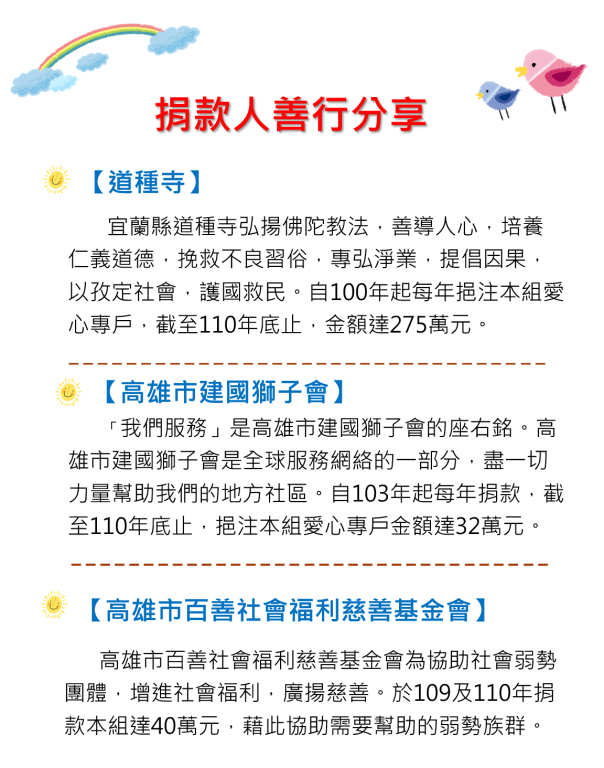 捐款人善行分享