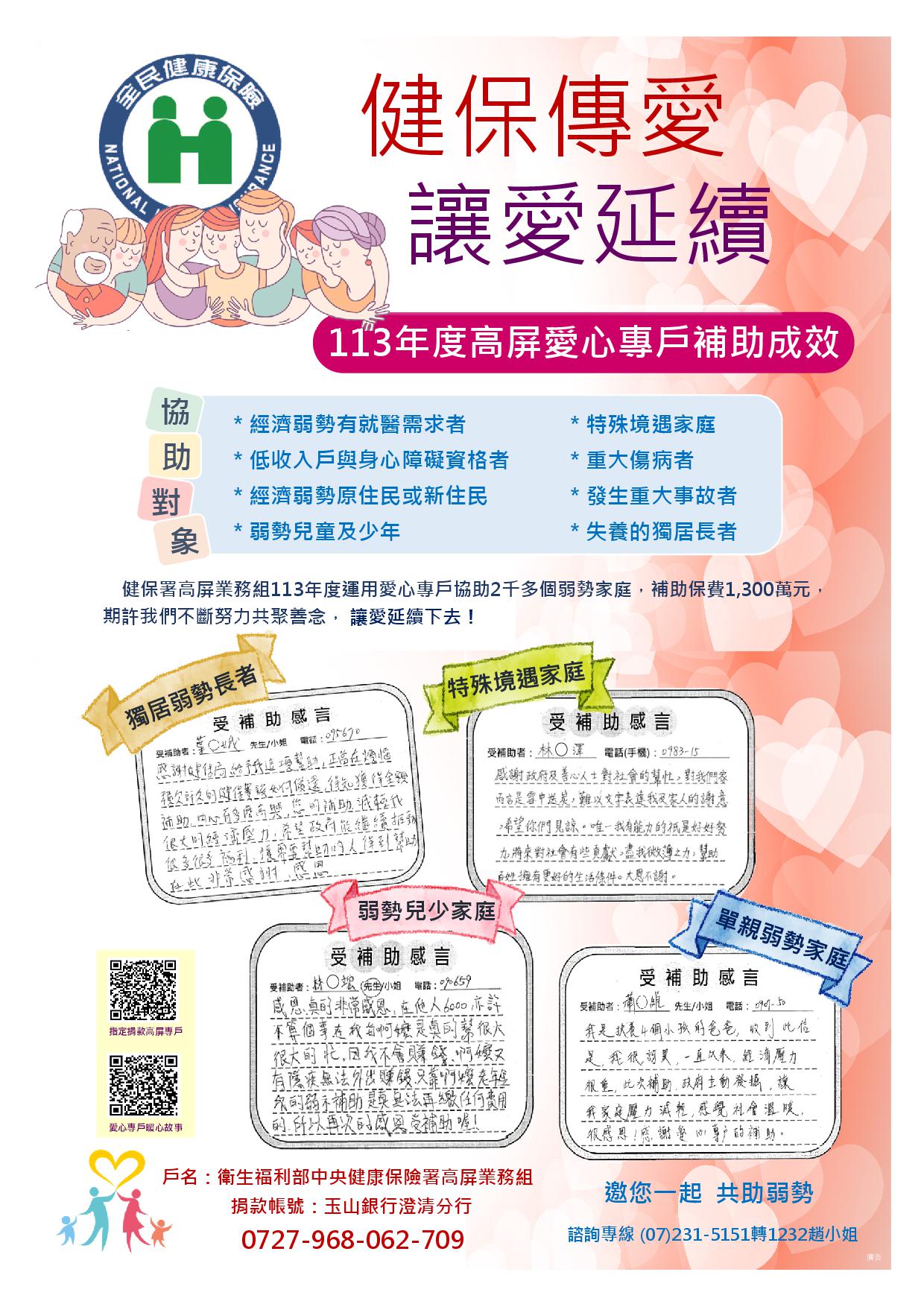 113年度-高屏愛心專戶弱勢協助成效