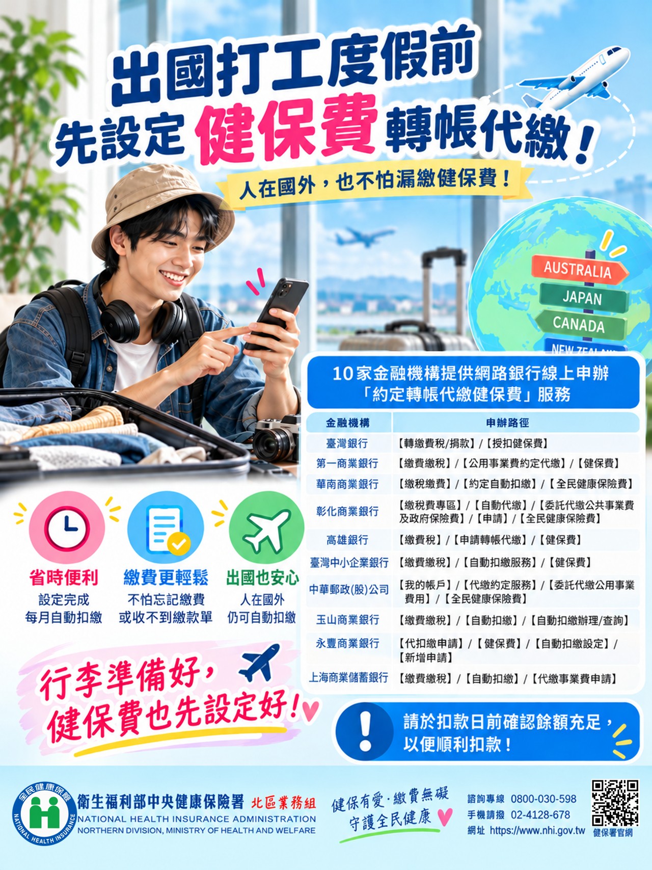 圖1_出國打工度假前先設定健保費轉帳代繳